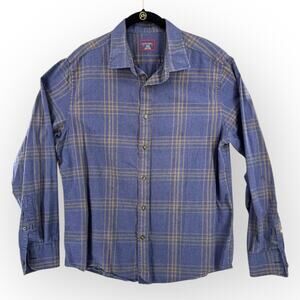 Untuckit Blue Flannel Radford Men Cotton Shirt Slim Fit | Sz L | Utility Quality